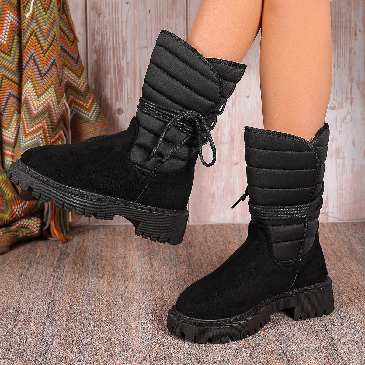 SnowLuxe – Bottes de Neige Mi-Mollet à Lacets